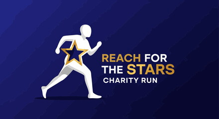 Obraz premium Inspiring Charity Run Promoting Motivation of Reaching for Success with a Star Symbol