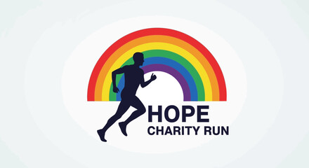 Obraz premium Inspiring Charity Run Symbolizing Hope, Colorful Rainbow, And Athletic Perseverance