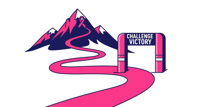 Inspiring Journey: Pathway to Challenge Victory Represented in Mountain Climb and Achievement