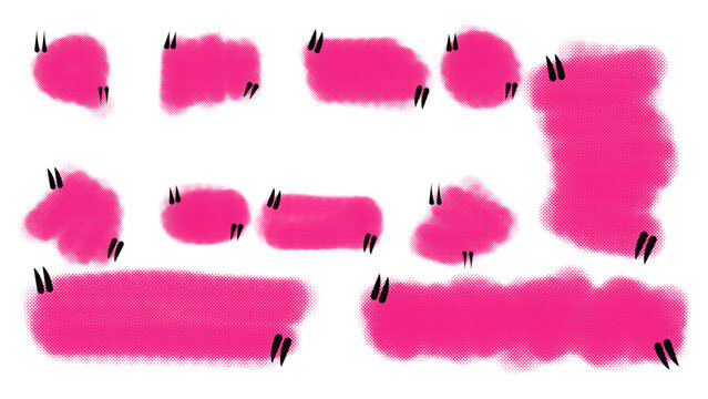 Expressive Pink Quotation Bubbles: A vibrant collection of pink speech bubbles, each adorned with quote marks, offering a versatile visual tool for communication.