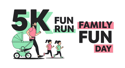 Fototapeta premium Joyful 5K Run and Family Fun Day Illustration for Community Event Promotion