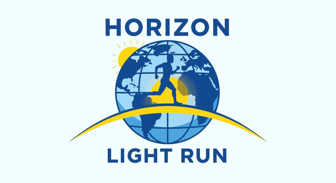 Inspiring Horizon Light Run Around the World with The Sun and An Athlete Silhouette