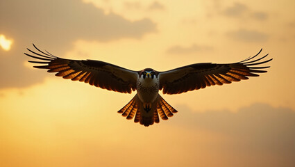 Fototapeta premium Peregrine_falcon_in_midflight_with_wings_fully_spread