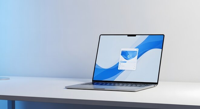 Microsoft surface laptop displaying the windows 11 operating system on a white surface
