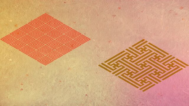 和風の菱文様のモーショングラフィックス、4K画質のループ素材