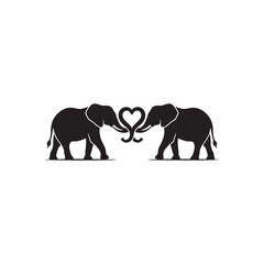 Fototapeta premium Majestic Elephant Silhouette Vector in Black and White Minimal Wildlife Illustration