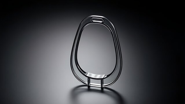 stapes. Magnified stapes model shaped like a stirrup, isolated on black with sharp focus. STEM education sheets, lab safety posters, designed for biotech research communications, used by clinicians.