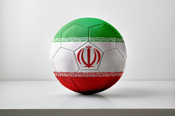 Fototapeta premium Iran Flag Soccer Ball Studio Shot