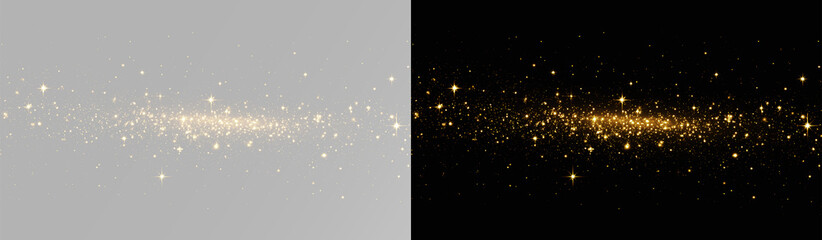 Magical glitter stream with radiant stars for horizontal design layout gold dust png © theladydarina