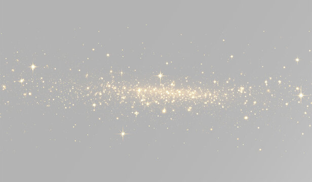 Magical glitter stream with radiant stars for horizontal design layout gold dust png