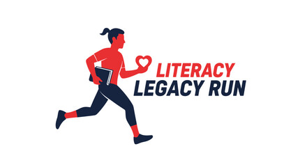 Obraz premium Literacy Legacy Run Heart Book Symbol Dynamic Athlete Motion