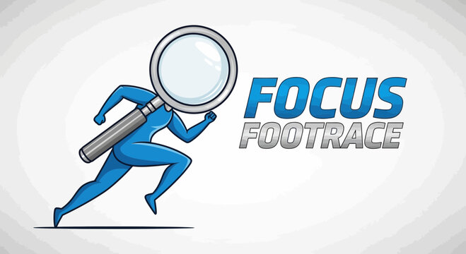 Magnifying Glass Figure Runs Toward Focus in Dynamic Branding Illustration Concept