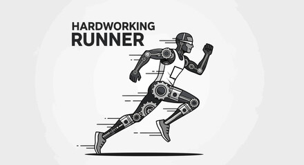 Fototapeta premium Mechanical Runner Represents Hard Work, Determination, And The Pursuit Of Fitness Goals