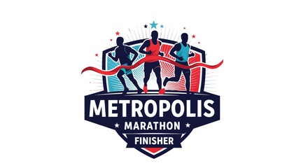 Fototapeta premium Metropolis Marathon: A Dynamic Depiction of Victory, Determination, And Endurance