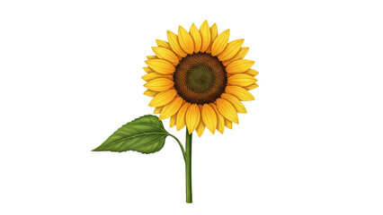 Obraz premium Vibrant sunflower, bright yellow petals, green stem, single flower, floral icon isolated on Transparent Background