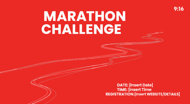 Marathon Race Challenge Event Flyer Red Backdrop Promoting Fitness and Endurance Sport