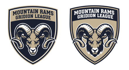 Naklejka premium Mountain Rams Gridiron League Logo in Bold Colors and Vector Style Illustration, Design