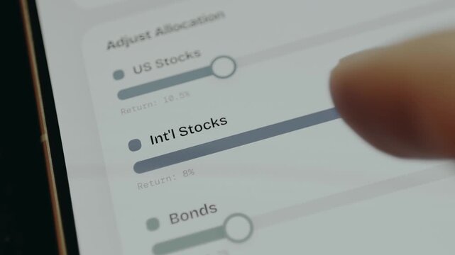 Financial dashboard for adjusting investment allocations among different asset classes