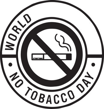 World No Tobacco Day circular emblem with prohibition sign and cigarette no smoking downlod