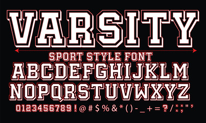 Varsity Sport Alphabet Font Vector in Retro Collegiate Style for Team Jersey Branding and Apparel © Hamida Akhter Sumi