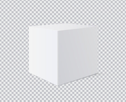 White pedestals or podium. White vector cube display stand. Exhibitions, product showcases or modern branding mockups. Product platform 