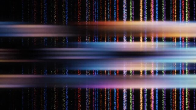 Abstract Digital Glitch Motion Graphic with Colorful Glowing Lines on Black Background