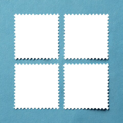 Obraz premium Blank White Postmark Mockup on Blue Background, Stamp Template for Branding