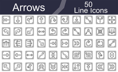 Fototapeta premium Arrow Line Icon Set