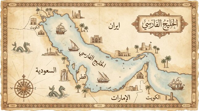 Persian Gulf illustrated map