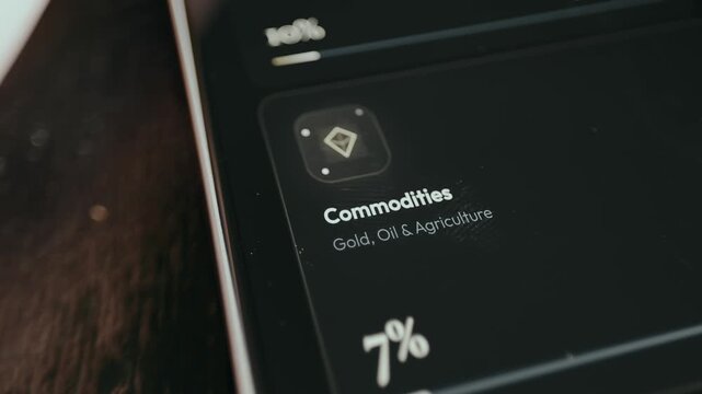 Commodities investment category representing 7 percent of the total portfolio value