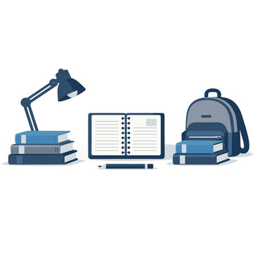 Study Study Desk With Book With Backpack
