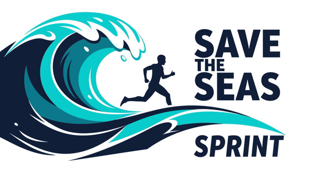 Ocean Conservation: A Human Silhouette Sprinting Towards Preserving the Marine Ecosystems