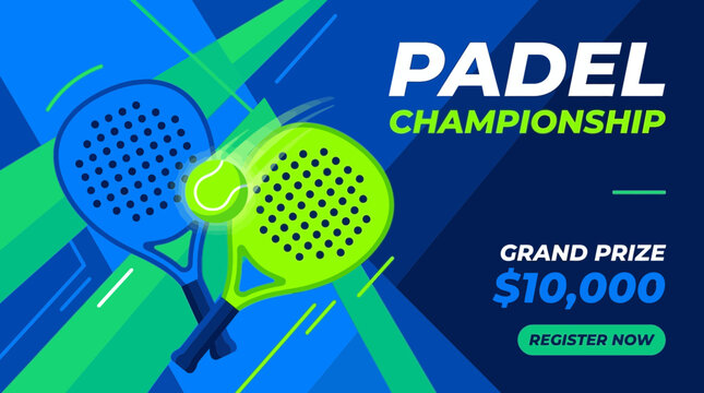 Vibrant Padel Championship Announcement with Modern Graphic Design and Tournament Information