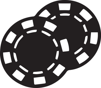 A pair of monochrome casino chips. Perfect for illustrating a game of chance or gambling. 