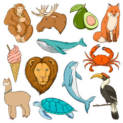 Png animal sticker set colorful clipart © Rawpixel.com