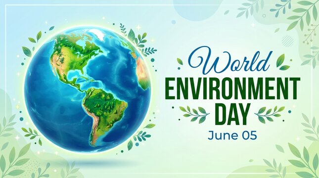 World Environment day concept 3d design 2023. Happy Environment day, 05 June. World map with Environment day text 3d background illustration.