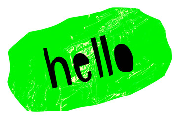 Black hello greetings typography on a green badge sticker © Rawpixel.com