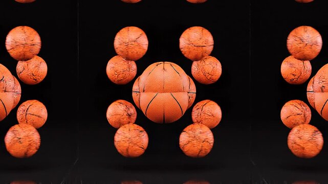 Artistic commercial video, exactly 8 seconds, abstract exploration of basketball form throug