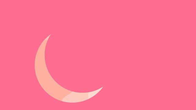 Abstract soft pink background with animated line moon minimal boho aesthetic glowing lunar outline motion 4k seamless loop background video