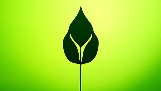 kratom. Silhouette of a kratom leaf against a smooth green gradient background. gardening catalogs, home-decor guides, designed for home decor and floral branding, enhances decor appeal.