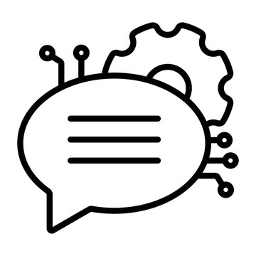 Natural Language Processing Icon &ndash; Text Analysis Communication Technology Line Icon