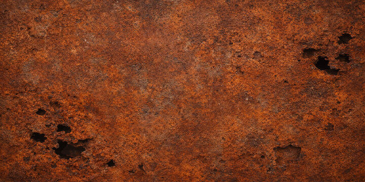 A weathered brown grunge texture of aged rusty metal surface showing rough iron corrosion and vintage steel material pattern