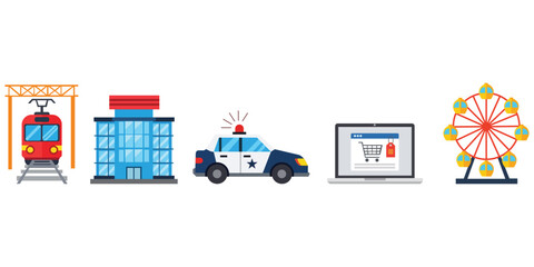 City Services Icons Collection Vector Set for Healthcare Safety Entertainment and Public Information © Rahed Ul Islam