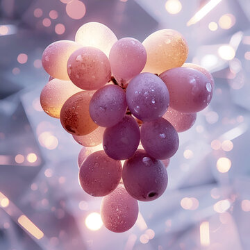 Luminous Purple Grapes with Glistening Dewdrops