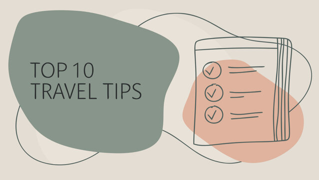 Handwritten travel tips list inside a jar with a top ten travel tips label.