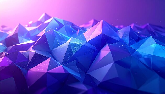 Modern Low Poly Geometric Triangle Mesh Blue Purple Abstract Background
