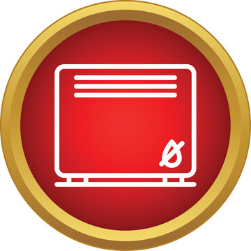 Electric convector heating appliance with symbol for no water or humidity inside a gold rimmed circle