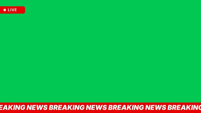 Professional broadcast news overlay interface featuring live status indicators and scrolling text banners for high-quality media reports in post-production.