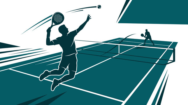 Padle Tennis Silhouettes: A Dynamic Illustration of Sports, Action and Athletic Gameplay
