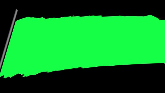 Black glossy teared page tuning transition revealing green screen beneath the page